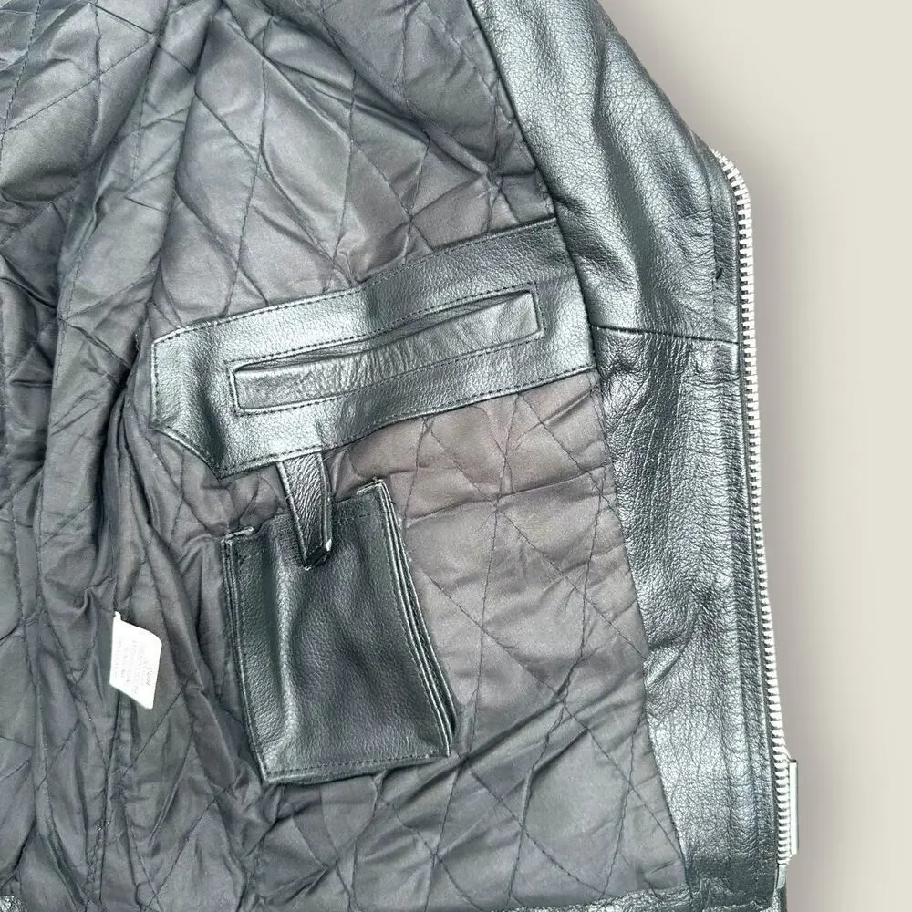 Classic Black Leather Biker Jacket - Picture 6 of 6